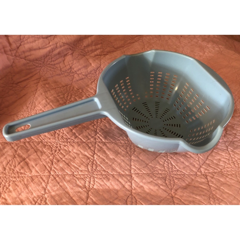 Vintage Arrow Plastics Blue 8" Strainer Colander Dual Spouts With Handle
